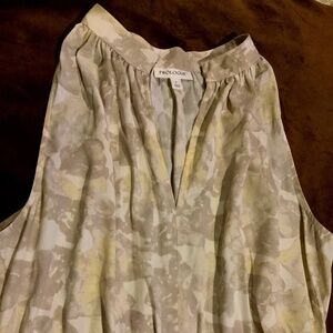 Ivory or Cream with hints of yellow and Beige Sleeveless Maxi Dress